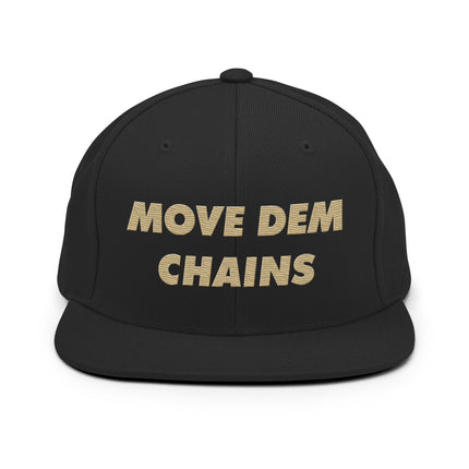 Move Dem Chains Gold Embroidered Snapback Hat