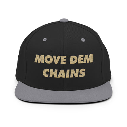 Move Dem Chains Gold Embroidered Snapback Hat