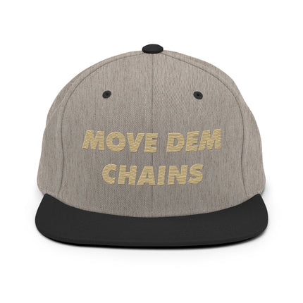 Move Dem Chains Gold Embroidered Snapback Hat
